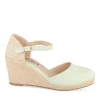 Espadrilles Corde VERT Femme Motif Uni Boucle
