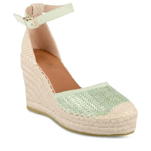Espadrilles Corde VERT Femme Motif Tressé Boucle