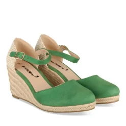 Espadrilles Corde VERT Femme Motif Uni Boucle