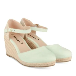 Espadrilles Corde VERT Femme Motif Uni Boucle
