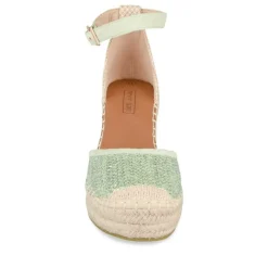 Espadrilles Corde VERT Femme Motif Tressé Boucle