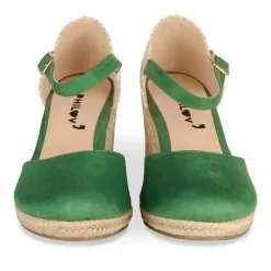 Espadrilles Corde VERT Femme Motif Uni Boucle