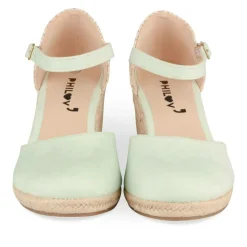 Espadrilles Corde VERT Femme Motif Uni Boucle