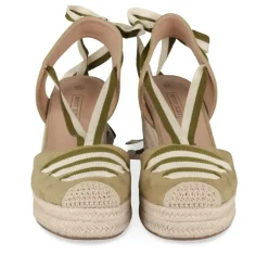 Espadrilles Corde VERT Femme Motif Uni Lacets