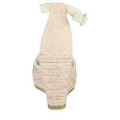 Espadrilles Corde VERT Femme Motif Tressé Boucle
