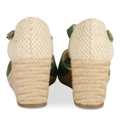 Espadrilles Corde VERT Femme Motif Uni Boucle