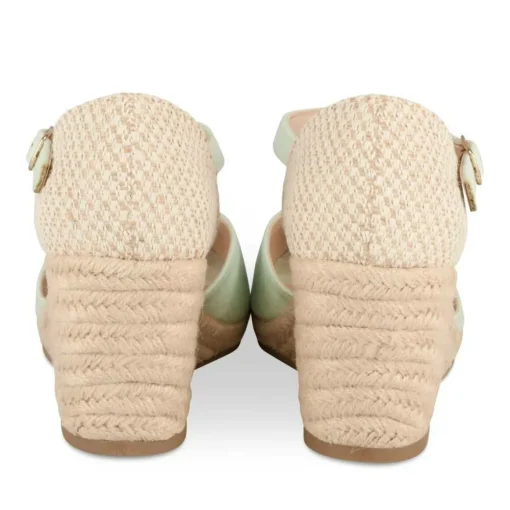 Espadrilles Corde VERT Femme Motif Uni Boucle