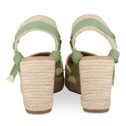 Espadrilles Corde VERT Femme Motif Uni Lacets