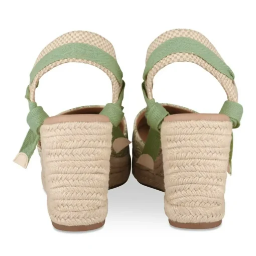 Espadrilles Corde VERT Femme Motif Uni Lacets