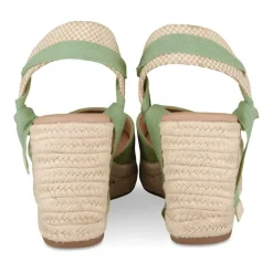 Espadrilles Corde VERT Femme Motif Uni Lacets