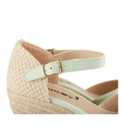 Espadrilles Corde VERT Femme Motif Uni Boucle