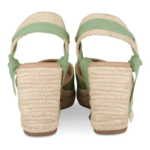 Espadrilles Corde VERT Femme Motif Uni Lacets