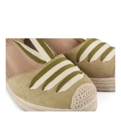 Espadrilles Corde VERT Femme Motif Uni Lacets