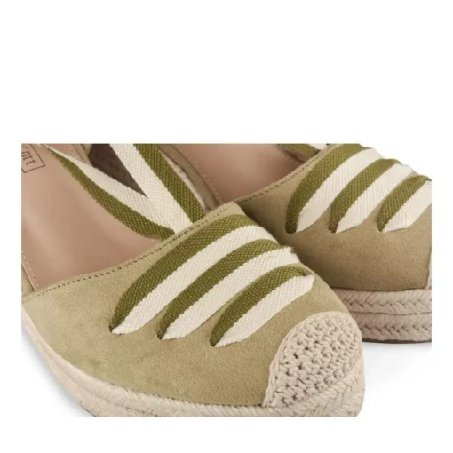 Espadrilles Corde VERT Femme Motif Uni Lacets