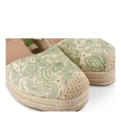 Espadrilles Corde VERT Femme Motif Uni Lacets