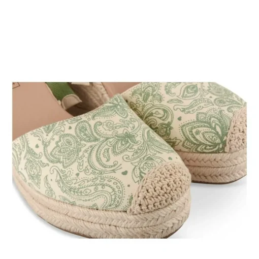 Espadrilles Corde VERT Femme Motif Uni Lacets