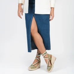 Espadrilles Corde VERT Femme Motif Uni Lacets