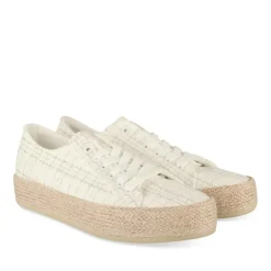 Espadrilles Lacets ARGENT Femme Motif Uni Lacets