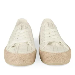 Espadrilles Lacets ARGENT Femme Motif Uni Lacets