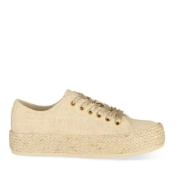 Espadrilles Lacets BEIGE Femme Motif Uni Lacets