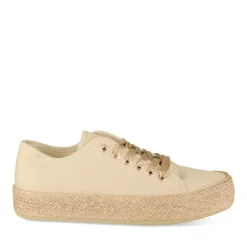 Espadrilles Lacets BEIGE Femme Motif Uni A Enfiler
