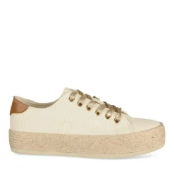 Espadrilles Lacets BEIGE Femme Motif Uni Lacets