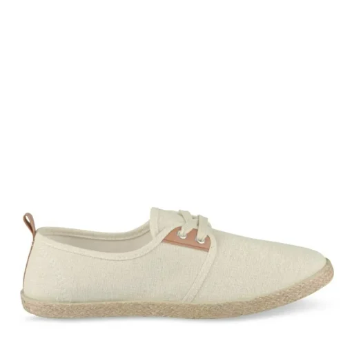 Espadrilles Lacets BEIGE Femme Motif Paillettes Lacets