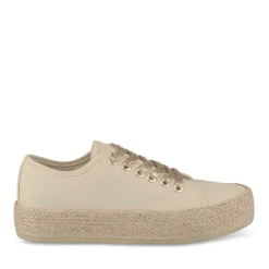 Espadrilles Lacets BEIGE Femme Motif Uni Lacets