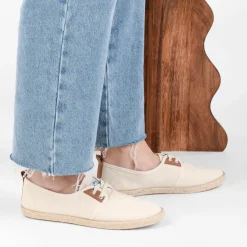 Espadrilles Lacets BEIGE Femme Motif Uni Lacets