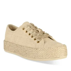 Espadrilles Lacets BEIGE Femme Motif Uni Lacets