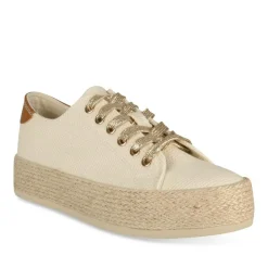 Espadrilles Lacets BEIGE Femme Motif Uni Lacets