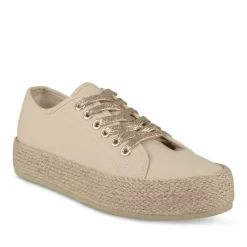 Espadrilles Lacets BEIGE Femme Motif Uni Lacets