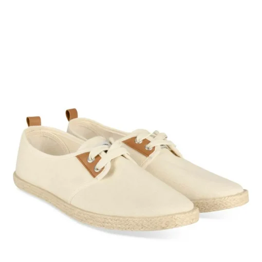 Espadrilles Lacets BEIGE Femme Motif Uni Lacets