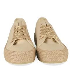 Espadrilles Lacets BEIGE Femme Motif Uni A Enfiler