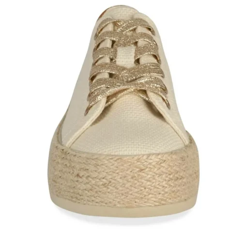 Espadrilles Lacets BEIGE Femme Motif Uni Lacets