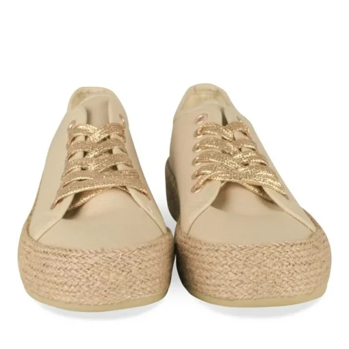 Espadrilles Lacets BEIGE Femme Motif Uni A Enfiler