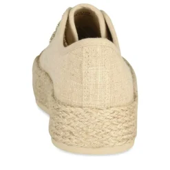 Espadrilles Lacets BEIGE Femme Motif Uni Lacets