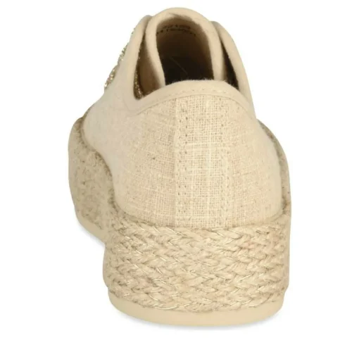 Espadrilles Lacets BEIGE Femme Motif Uni Lacets