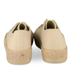 Espadrilles Lacets BEIGE Femme Motif Uni A Enfiler