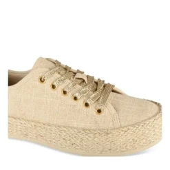 Espadrilles Lacets BEIGE Femme Motif Uni Lacets
