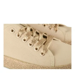 Espadrilles Lacets BEIGE Femme Motif Uni A Enfiler