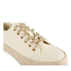 Espadrilles Lacets BEIGE Femme Motif Uni Lacets