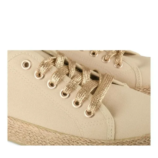 Espadrilles Lacets BEIGE Femme Motif Uni A Enfiler