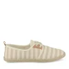 Espadrilles Lacets BLANC Femme Motif Rayures Lacets