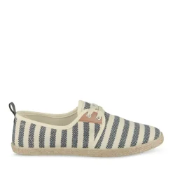 Espadrilles Lacets BLANC Femme Motif Rayures Lacets