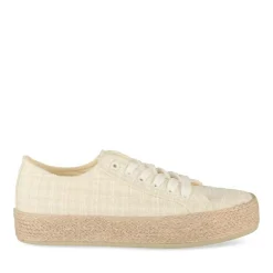 Espadrilles Lacets BLANC Femme Motif Uni A Enfiler