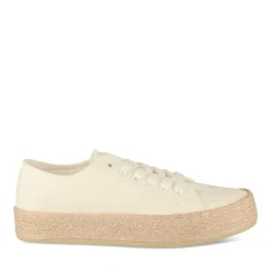 Espadrilles Lacets BLANC Femme Motif Uni Lacets