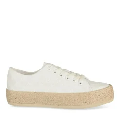 Espadrilles Lacets BLANC Femme Motif Uni Lacets