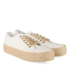 Espadrilles Lacets BLANC Femme Motif Uni A Enfiler