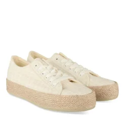 Espadrilles Lacets BLANC Femme Motif Uni A Enfiler